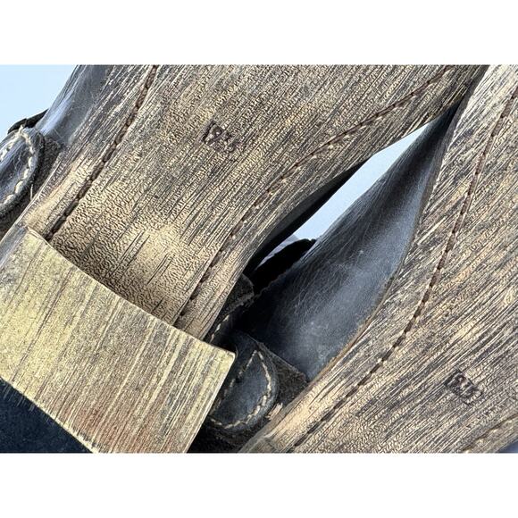 Bed|Stü Womens Leather Harness Boots 9.5 Brown Distressed Western Moto Boho - Picture 12 of 16